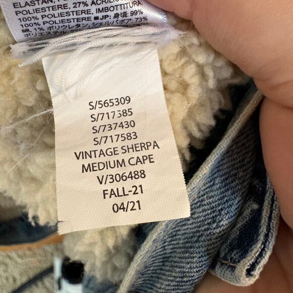 Gap Denim Sherpa Jean Jacket Light Wash Lined Ranch Heavy Coat Barn XL - Picture 9 of 10